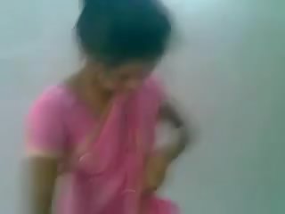 Telugu màu hồng saree